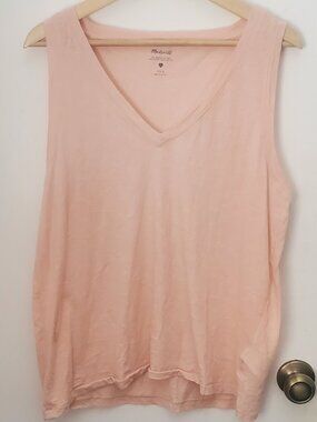 Madewell Light Pink V-Neck Tank Top Women's Size L